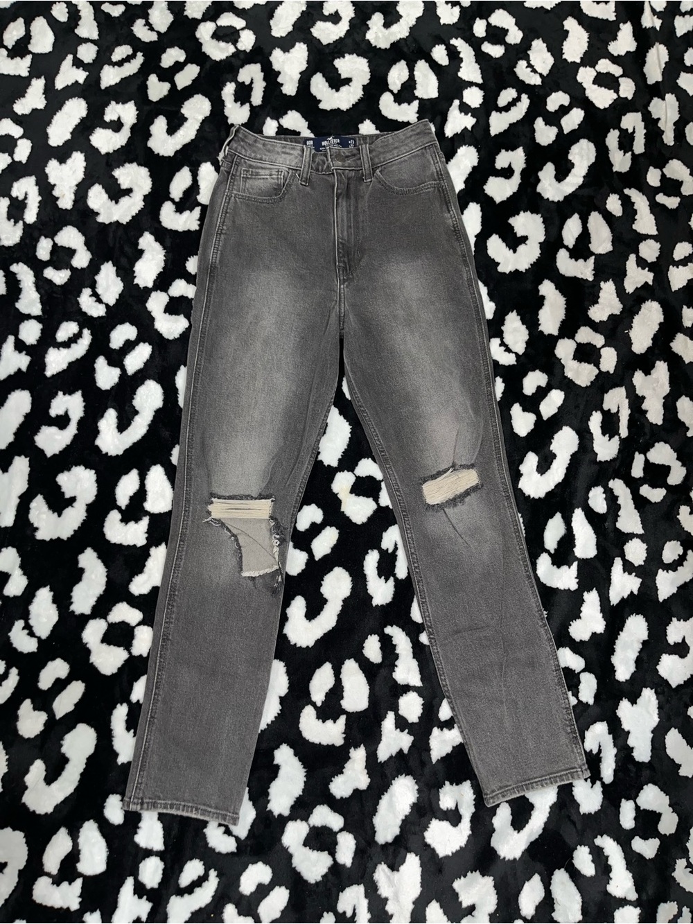 Hollister High-Rise Distressed Gray Jeans